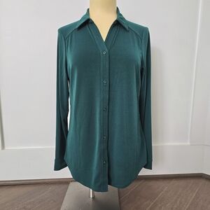 Forest Green Button-Up Women's Top